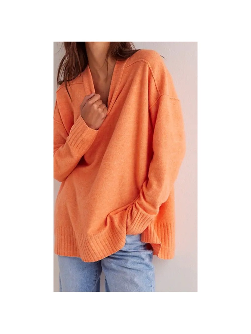 Free People shell coral Phoebe Crewneck pullover sweater